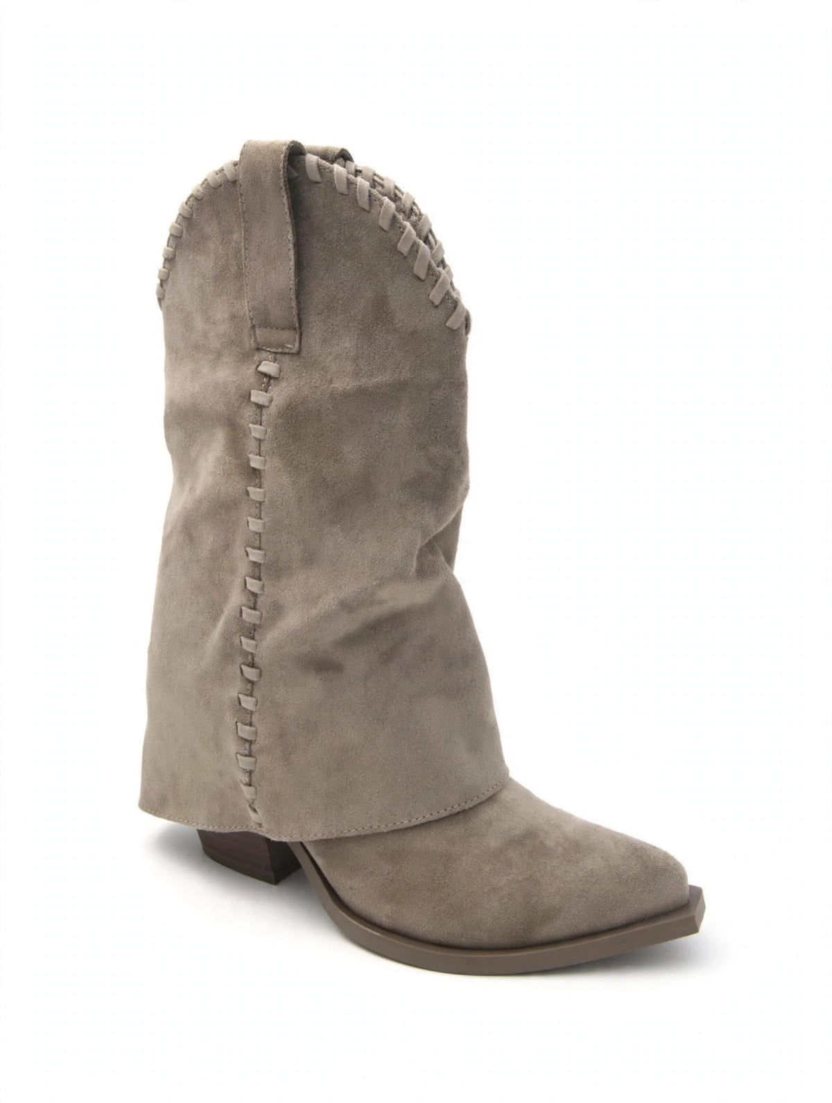 FOLD WESTERN BOOTS — BEIGE