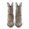 FOLD WESTERN BOOTS — BEIGE