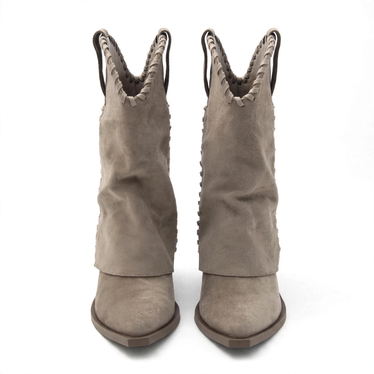 FOLD WESTERN BOOTS — BEIGE