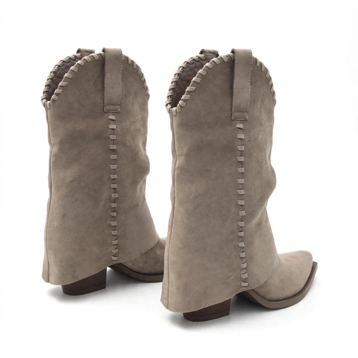 FOLD WESTERN BOOTS — BEIGE