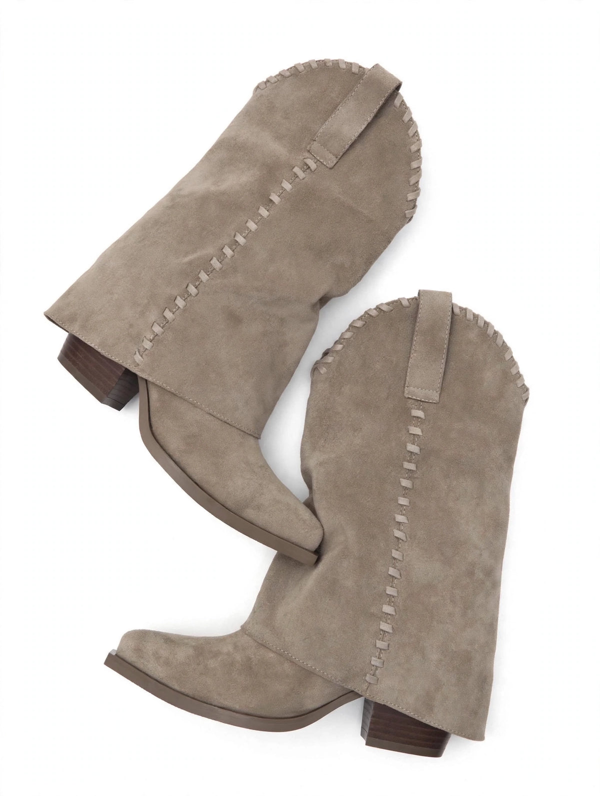 FOLD WESTERN BOOTS — BEIGE