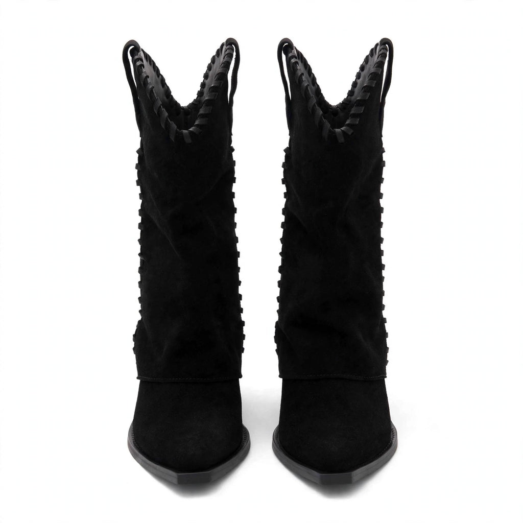 FOLD WESTERN BOOTS — BLACK