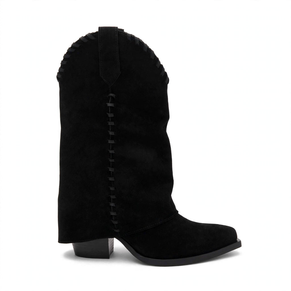 FOLD WESTERN BOOTS — BLACK