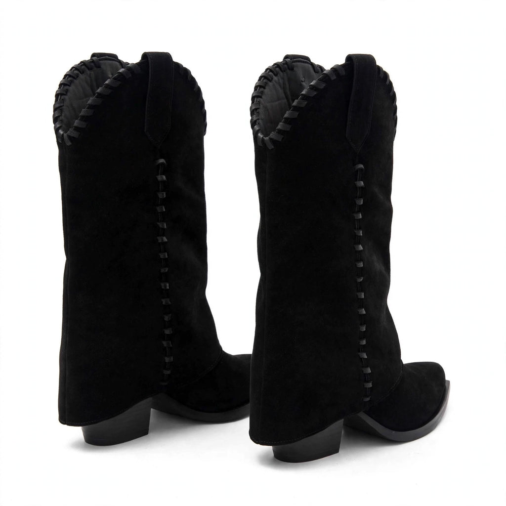 FOLD WESTERN BOOTS — BLACK